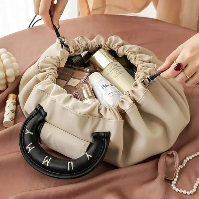 Reise-Kosmetiktasche mit großer Kapazität, tragbar, Kordelzug, Kosmetik-Aufbewahrungstasche, wasserdichte Reise-Kulturbeutel, Make-up-Organizer Image