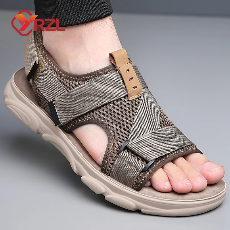 YRZL Sandalen Mann Bequeme rutschfeste Herrenschuhe Hochwertige Strandsandalen Herren Gladiator Sandalen Sommer Lässige flache Schuhe Herren