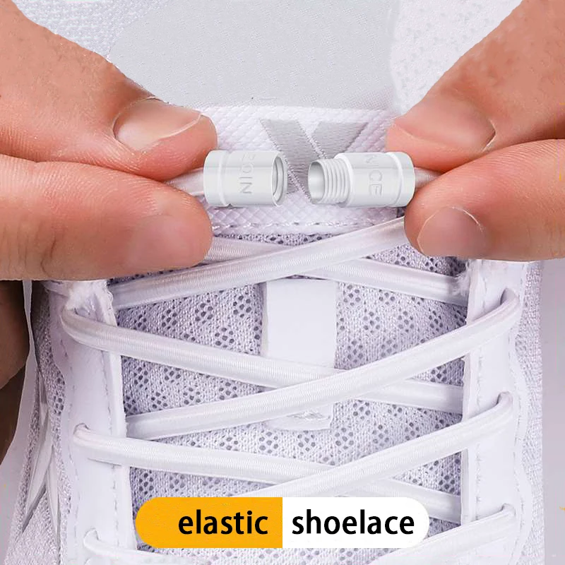Runde elastische Schnürsenkel ohne Bänder, Metallschnalle, Schnürsenkel, Sneakers, Segeltuchschuhe, keine Schnürsenkel, Schuhzubehör für Kinder und Erwachsene Image