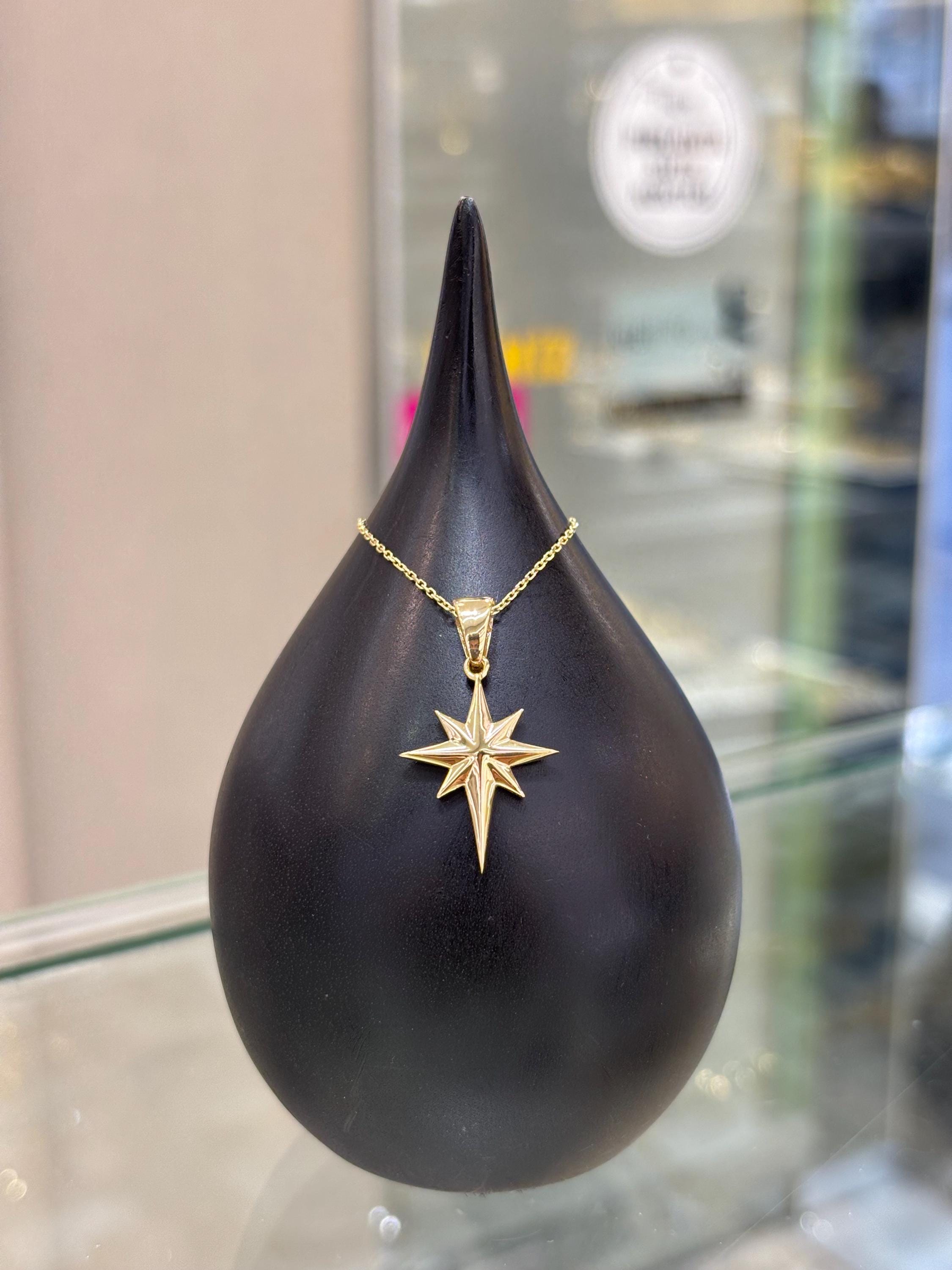 Collana Stella Polare in oro 14 carati, ciondolo Polaris, collana Stella Polare, regalo per lei, regalo unico, ciondolo Stella Polare, ciondolo in oro
