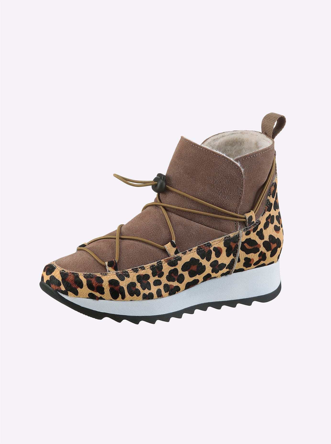 Stiefelette HEINE, Damen, Gr. 37, braun (braun, leo), Synthetik, Schuhe Stiefelette