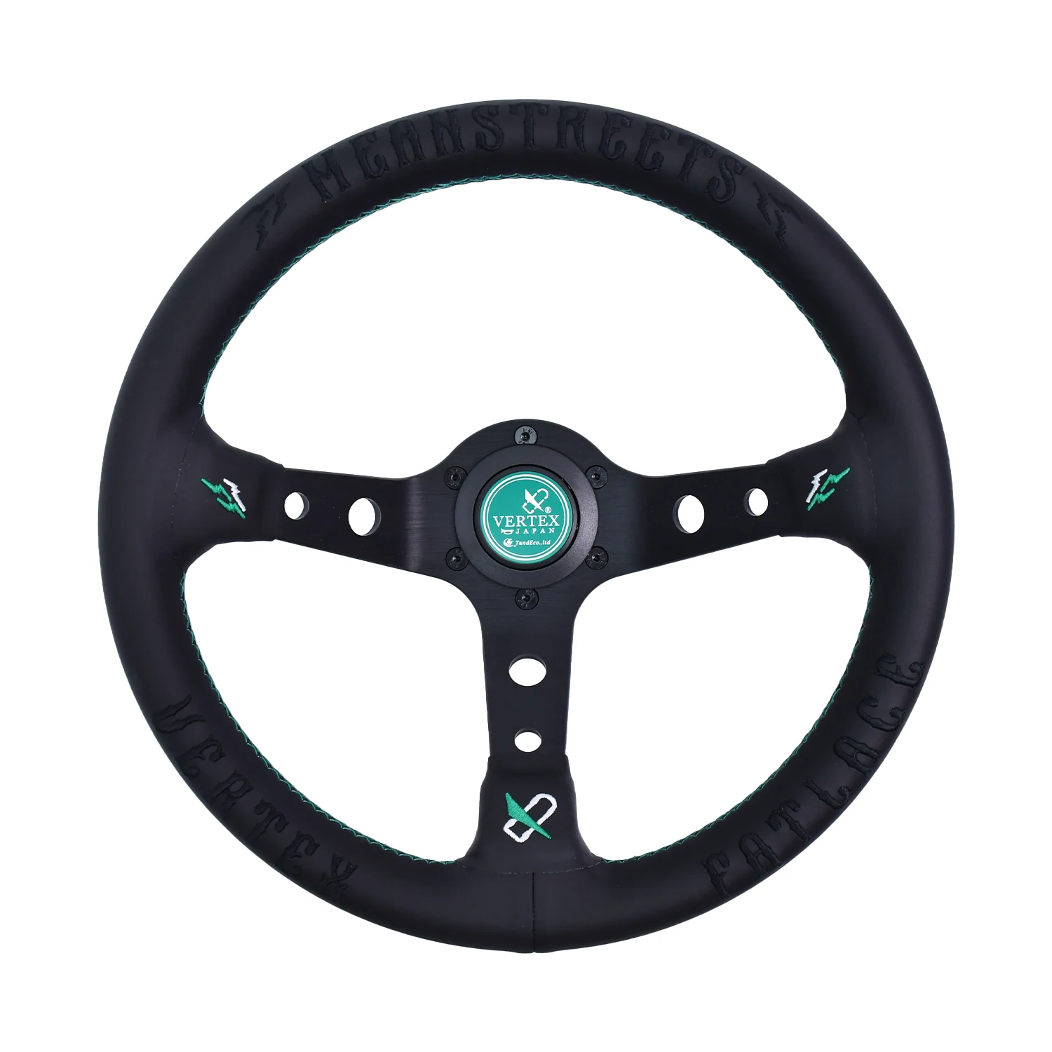 JDM VERTEX volant 330mm cuir plat profond volant course dérive sport vert volant