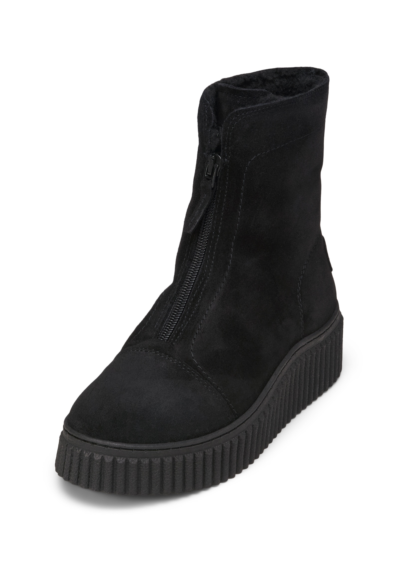 Winterboots MARC O'POLO "mit Reißverschluss vorne", Damen, Gr. 36, schwarz, Obermaterial: 100% Leder (Rind), unifarben, Schuhe Winterboots