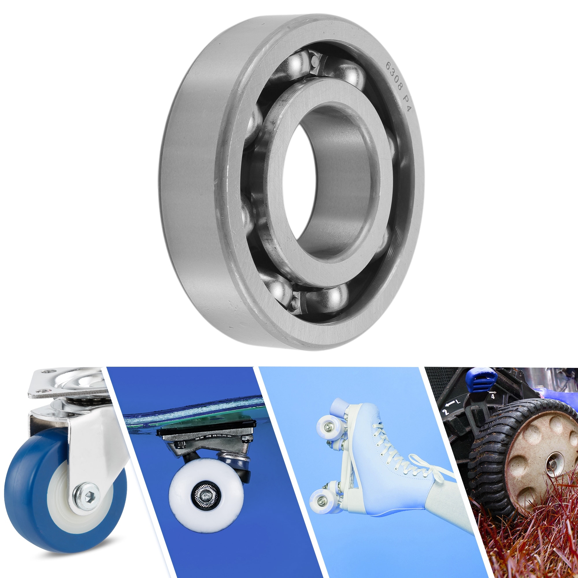 Deep Groove Ball Bearings P4 Open Type Lubricated Bearings 1 Pc Auto Scooter Skateboard Wheel Universal Silver Tone