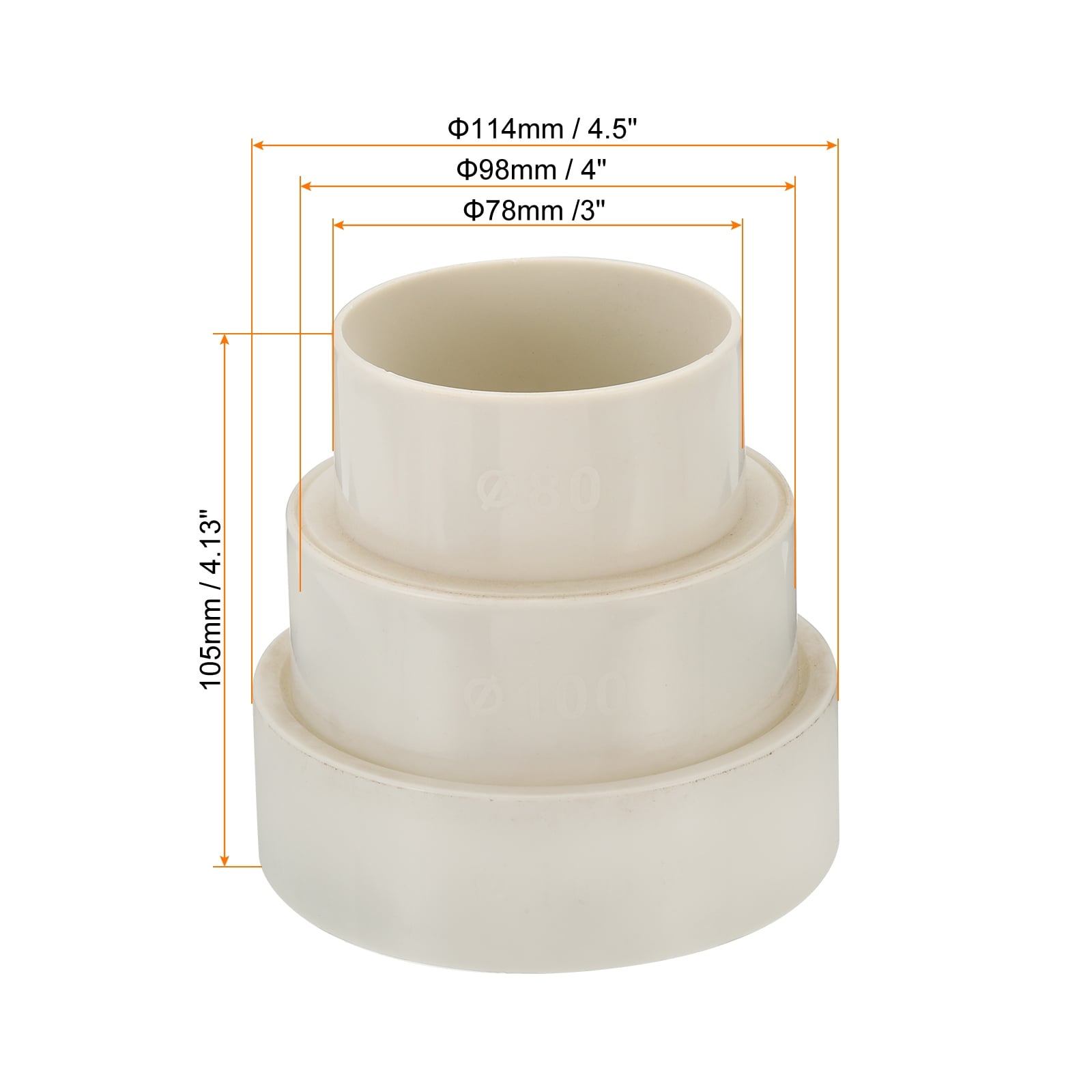 Duct Reducer, Duct Connector Ducting Inline Adapter Increaser ABS Vent for HVAC Heating Cooling Air Ventilation - White