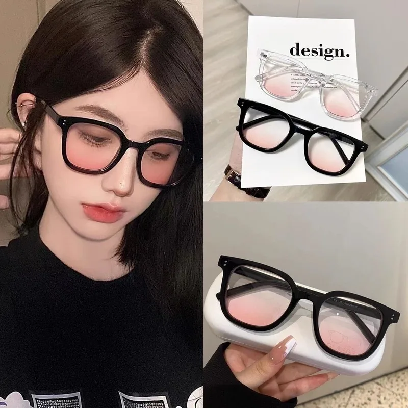 Frauen Erröten Gradienten Anti Blaues Licht Gläser Mode Runde Dekorative Sonnenbrille Neue Koreanische Nette Mädchen Shades Brillen Image