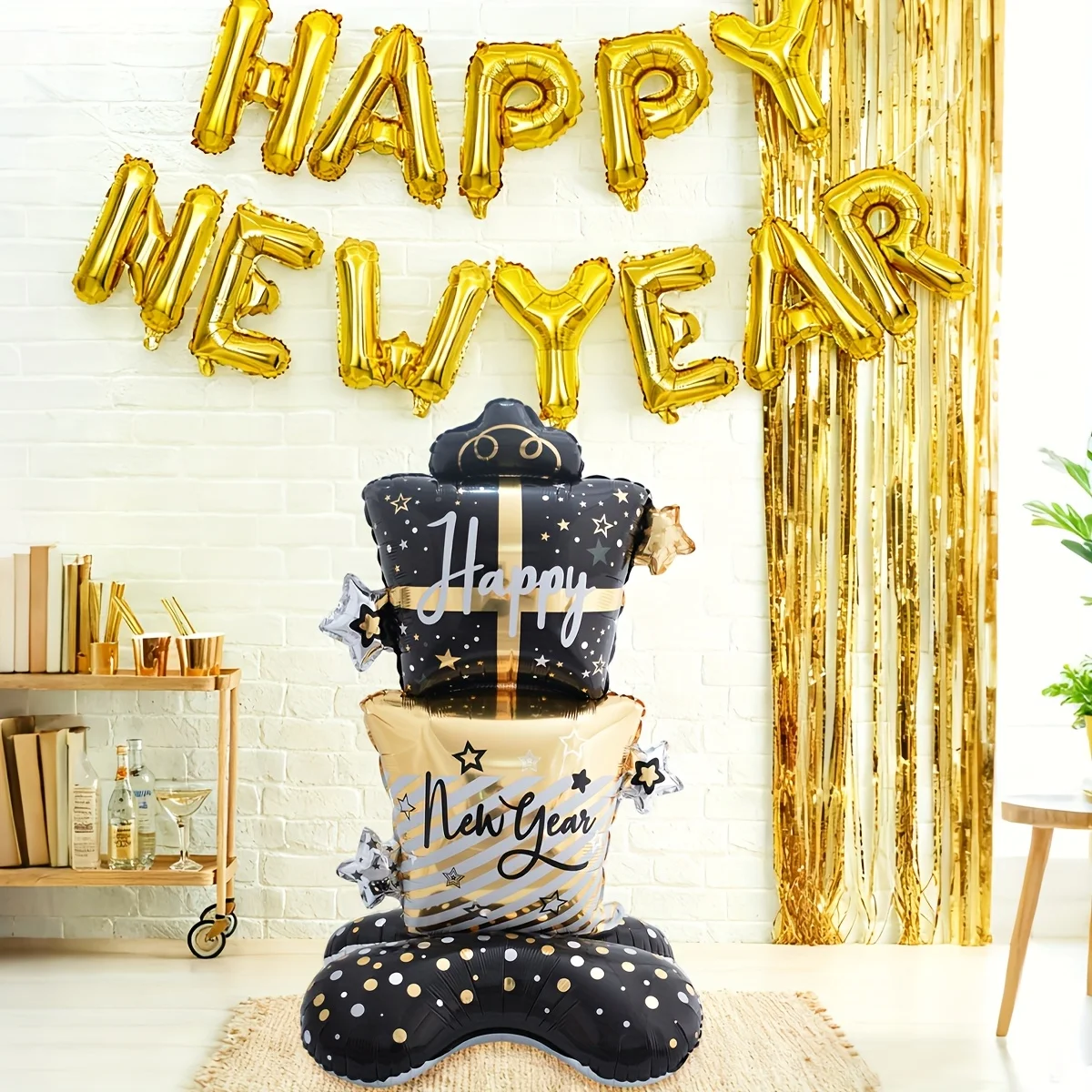 13 stücke Stehende Frohes Neues Jahr Ballon Geschenk Box Aluminium Folie Ballons Neue Jahr Party Dekorationen Festliche Lieferungen Foto Requisiten Image