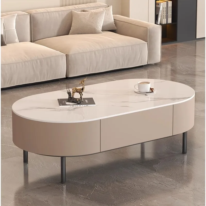 Moderner, einfacher Boden-Teetisch Internet Celebrity Senior Sense ovaler kleiner Couchtisch Image