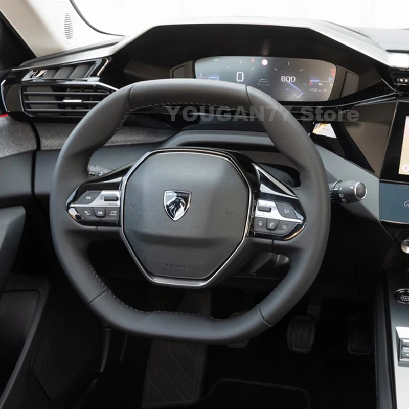 Housse de volant de voiture en cuir pour Peugeot 308 sw 2022-2024, accessoires intérieurs auto pour Peugeot e 3008 2025