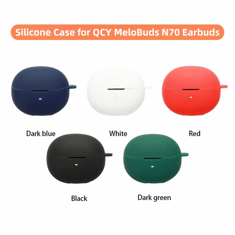 Anti-Fall-Kopfhörerhülle aus Silikon mit Karabiner, Kopfhörer-Schutzhülle, staubdicht, stoßfest, für QCY MeloBuds N70 Image