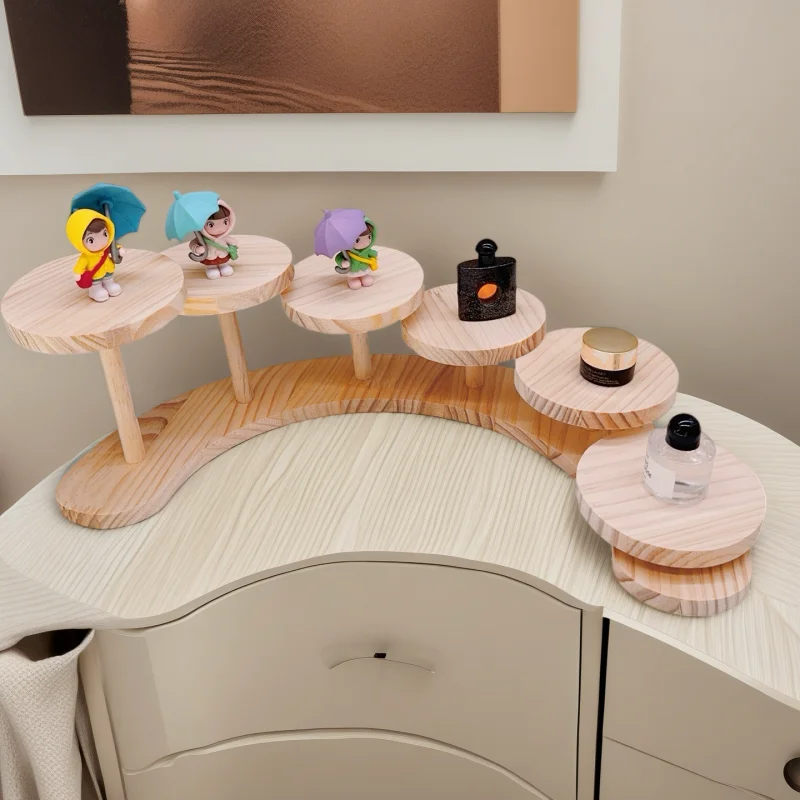 Ausstellungsständer aus Holz, Ausstellungsständer aus Holz, runder Vitrinenständer aus Holz für Cupcake, Schmuck, Desserts, Tischschrank, Dekoration