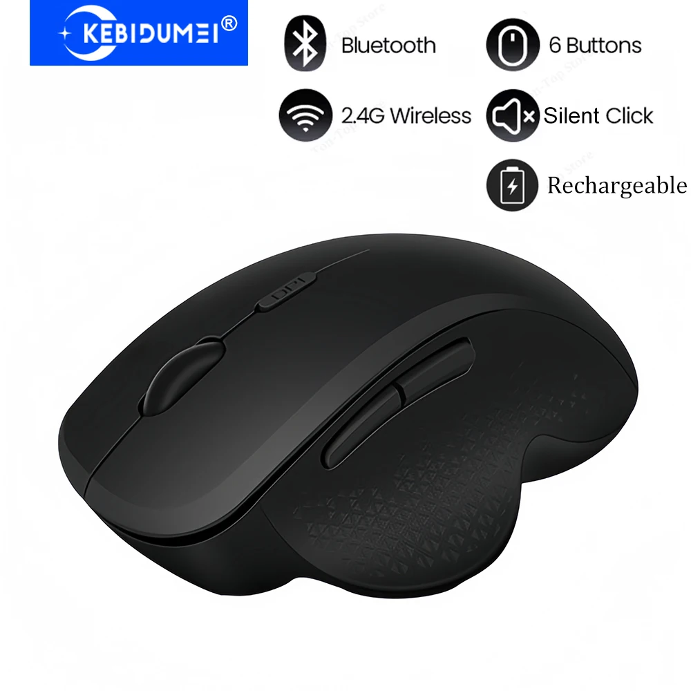 Dual-modus Bluetooth Maus 2,4G Drahtlose Maus 6 Taste Ergonomische Maus 400 mAh Wiederaufladbare Gaming Mäuse Stille Maus für Laptop Image