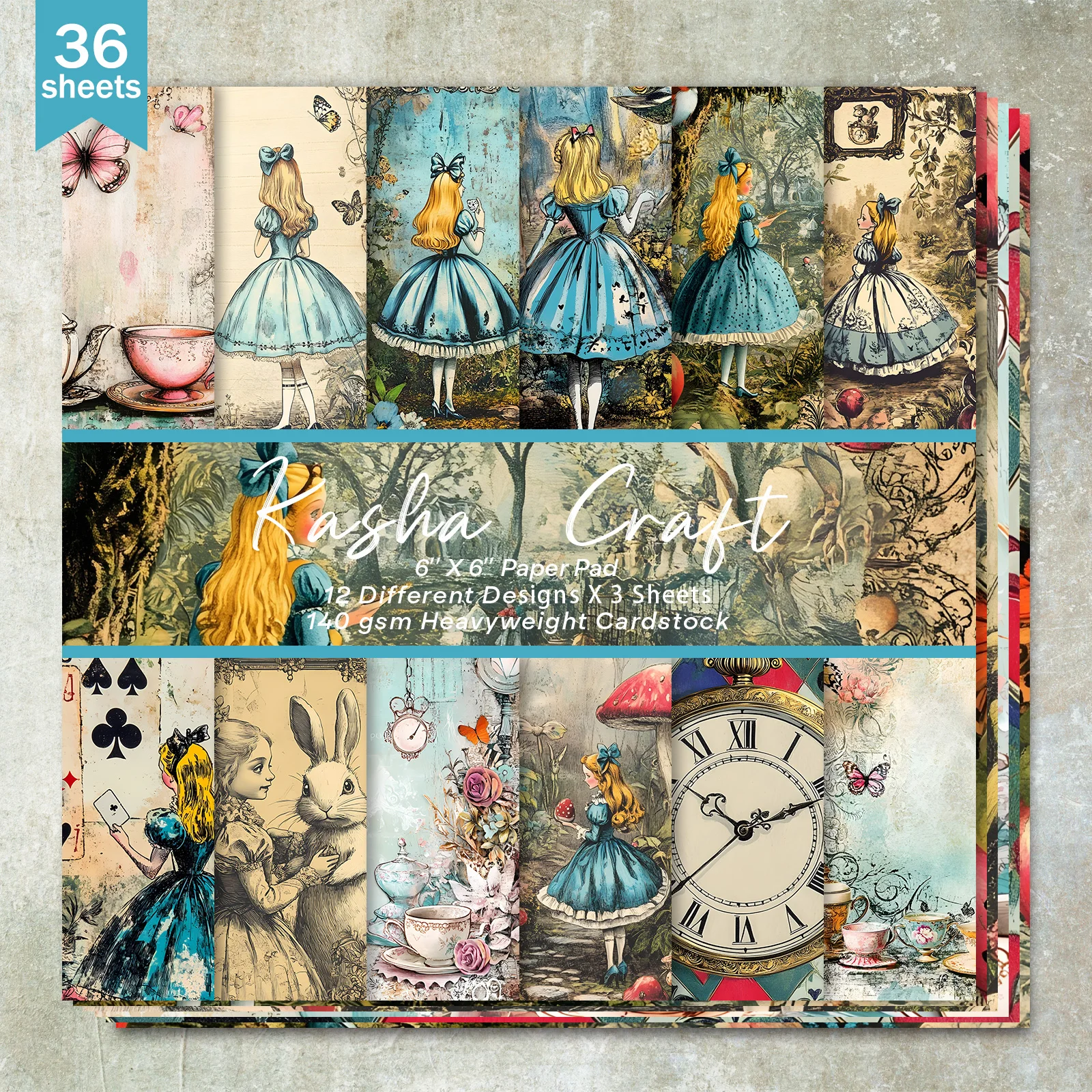 36 feuilles de papier fin à découper pour journal intime, Magazine poubelle, fond de carte de vœux, 6 pouces (petiste champignon lapin fille)