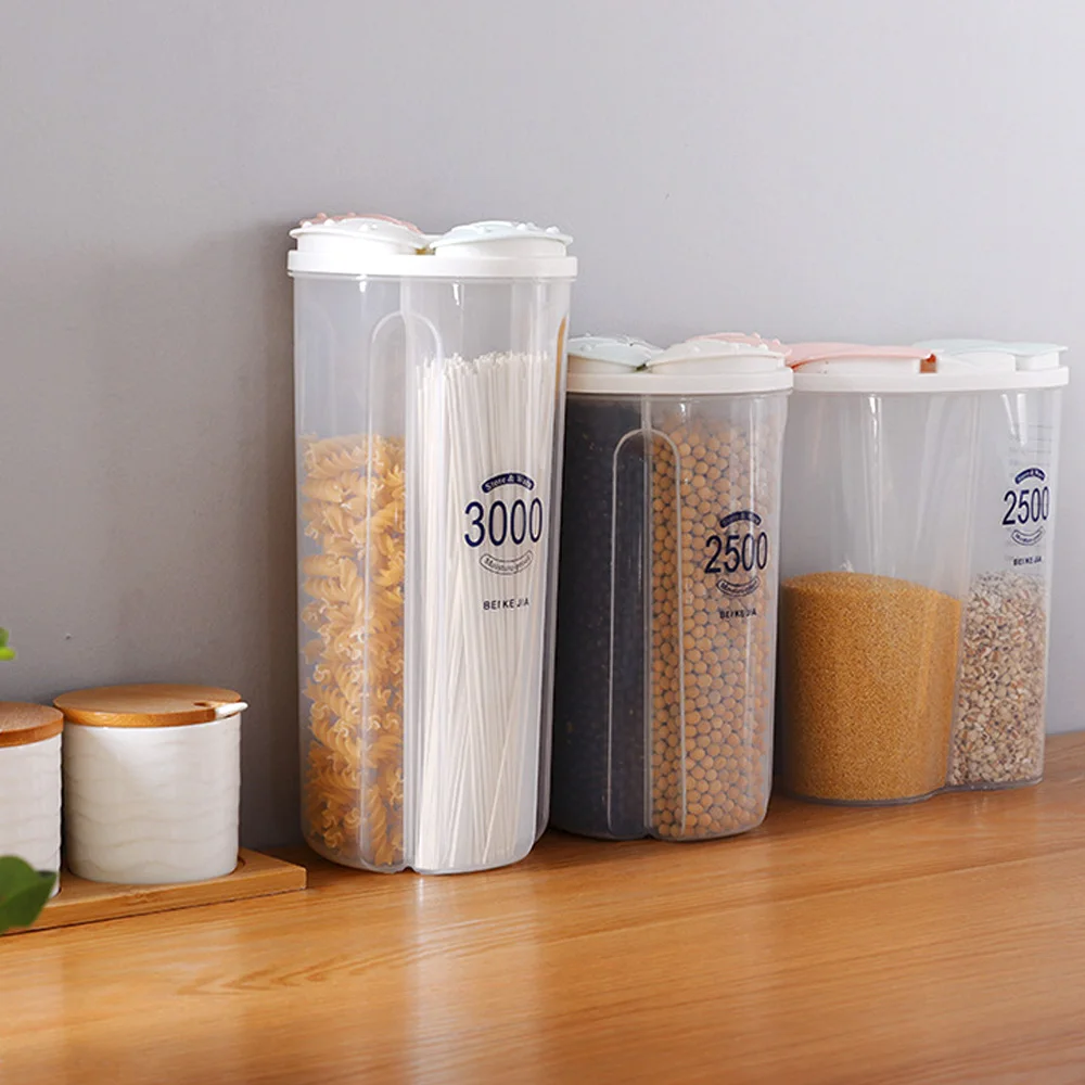 Compartiment en plastique scellé multifonction rotatif aliments secs récipient de riz cuisine réservoir de stockage des aliments boîte de rangement transparente