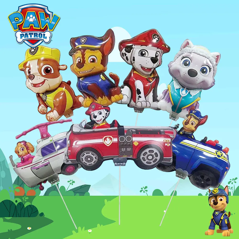 Cartoon Polizei Autos Aluminium Folie Ballon Geburtstag Party Decor Outdoor Aactivität Spielzeug Liefert Paw Patrol Welpen Helium Ballons Image