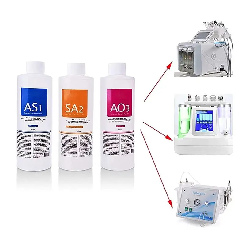 3-Piece Exfoliating Solution Set (AS1, SA2, AO3) - Facial Skincare Essence, Microdermabrasion Cleansing Liquid, Suitable for Sma