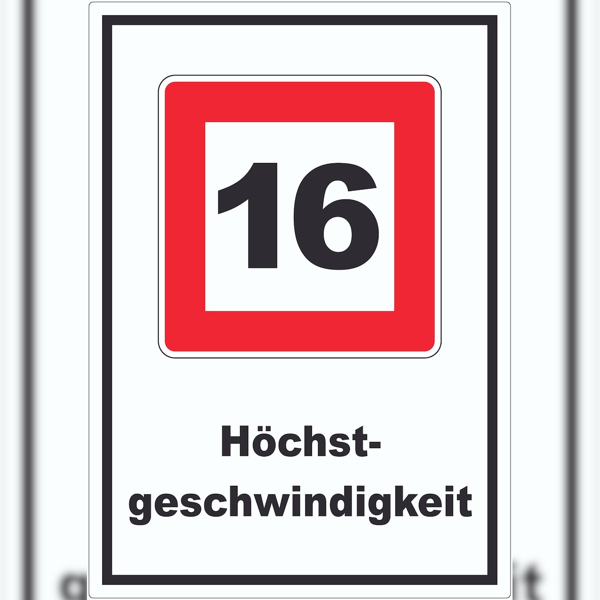 HB-Druck Höchstgeschwindigkeit 16 kmh nicht zu überschreiten Aufkleber mit Symbol und Text A7 (74x105mm) Image