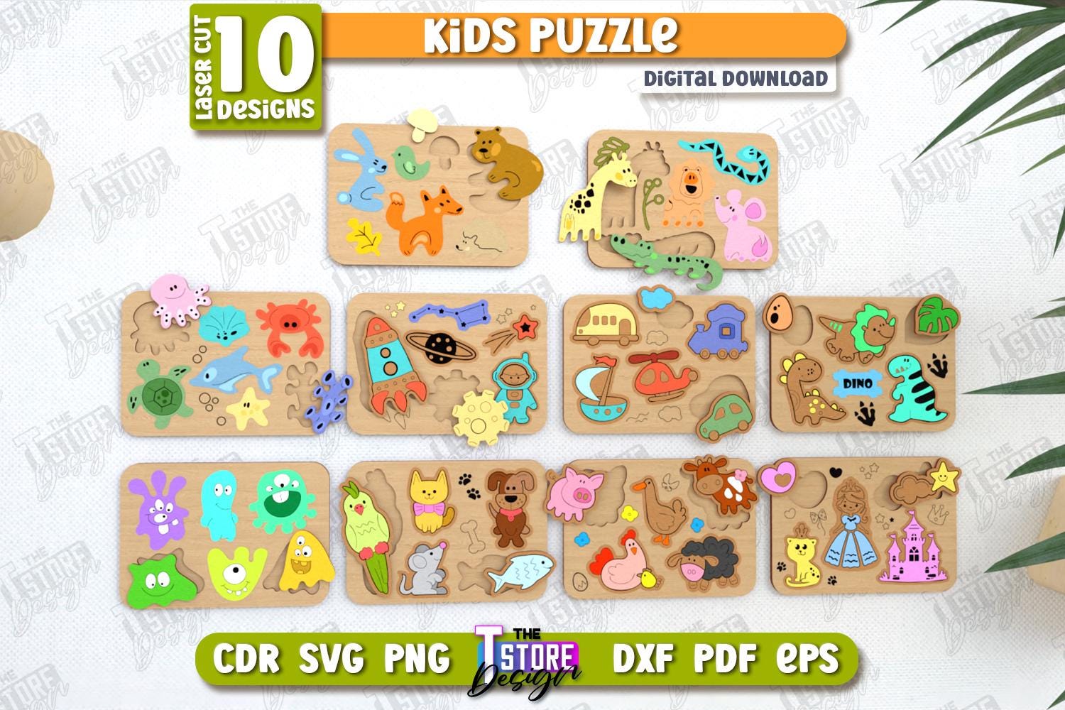 Puzzle in legno per bambini tagliati al laser, set di puzzle con animali 3D, puzzle per bambini, puzzle Montessori, puzzle per neonati, gioco per bamb