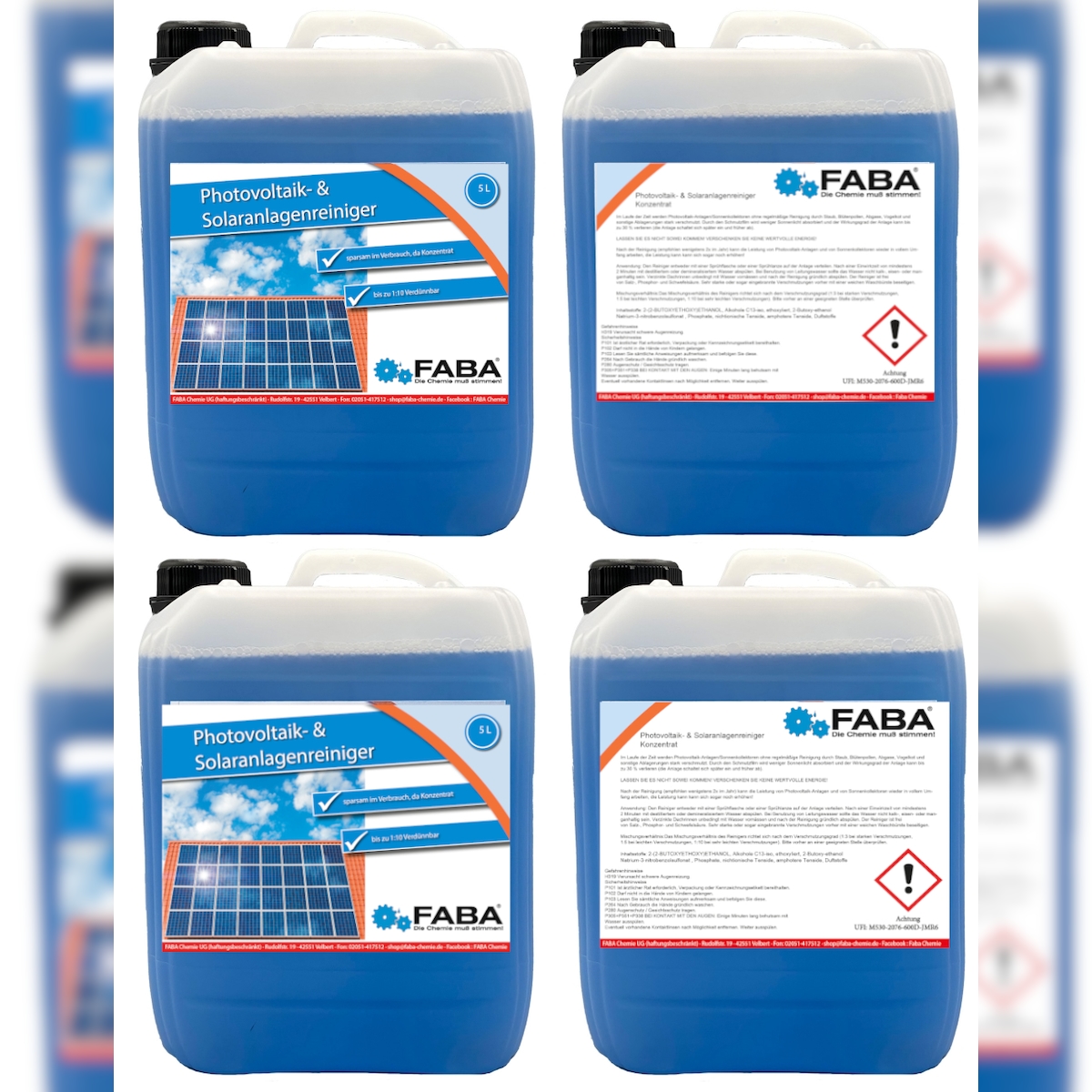 FABA Photovoltaik - und Solaranlagenreiniger 4 x 5 Liter Image