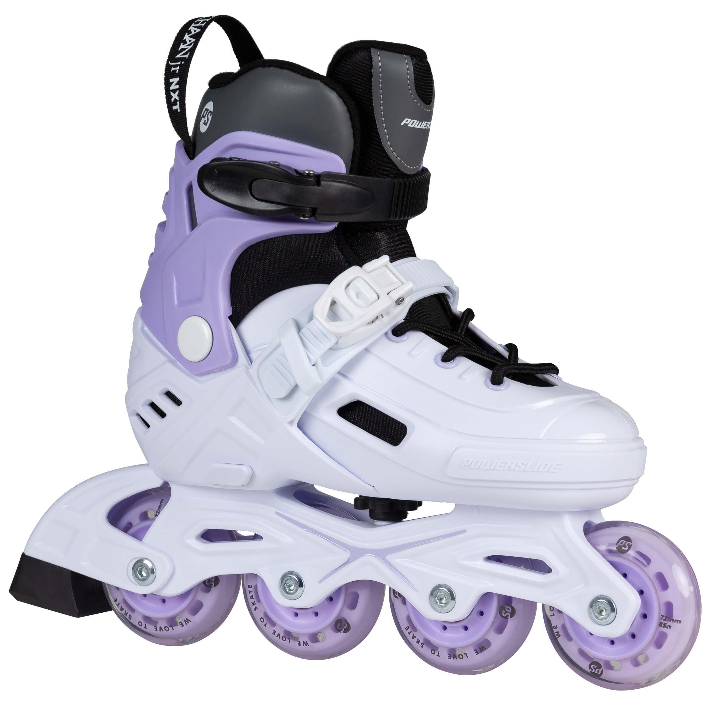 Inlineskates POWERSLIDE "Khaan Junior NXT White adj." Gr. 31, flieder, Inlineskates_Rollschuhe, Kinder, 31/34 (bis 80 kg), Kunststoff