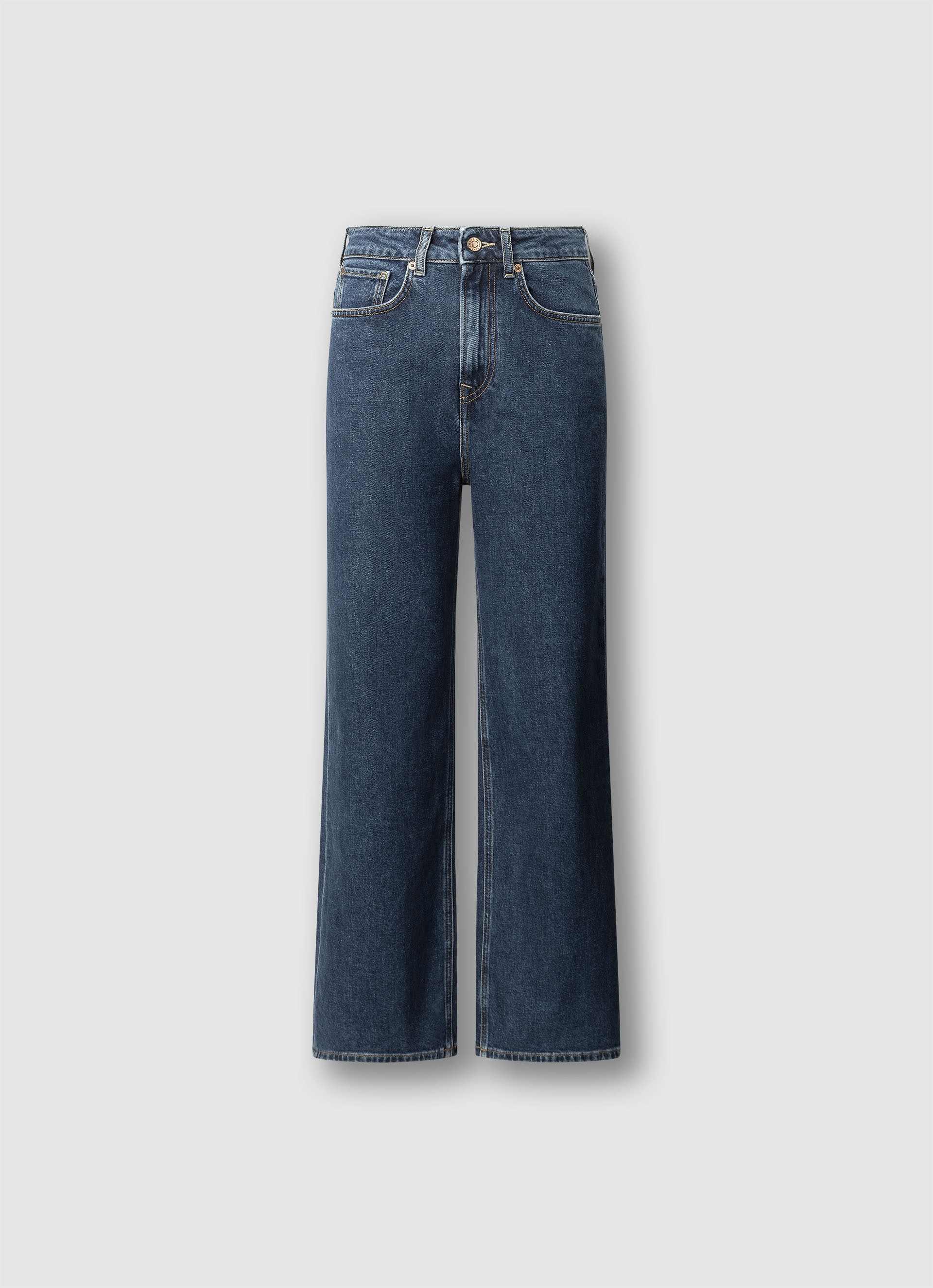 Straight-Jeans PEPE JEANS "UHW – Ultra High Waist", Damen, Gr. 30, Länge 30, mid blau, Denim/Jeans, Obermaterial: 99% Baumwolle, 1% Elasthan, straight fit lang, Jeans Straight-Jeans, mit hohem Bund