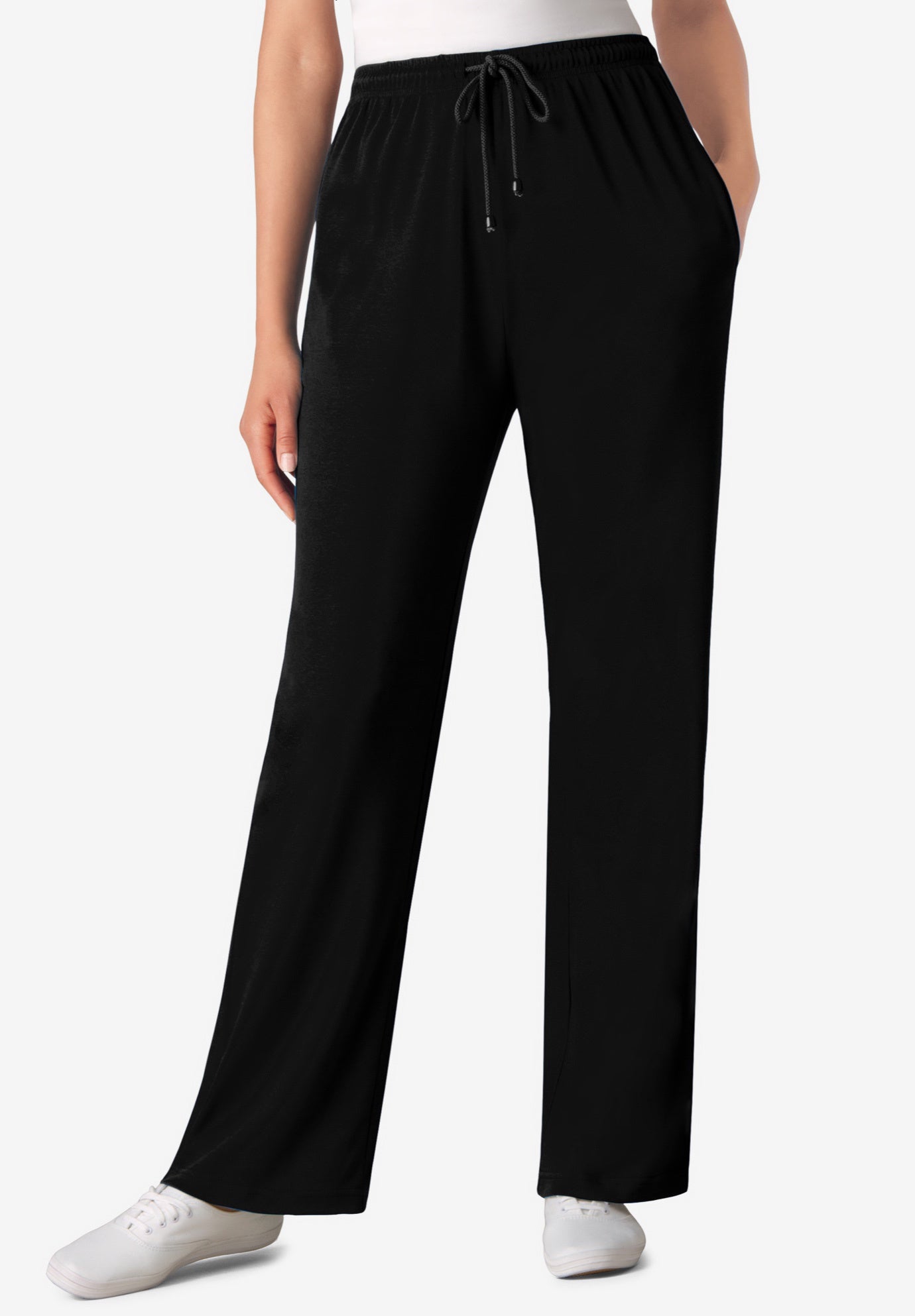 Plus Size Women's Sport Knit Straight-Leg Pull-On Pants by Woman Within in Black (Size 5X)