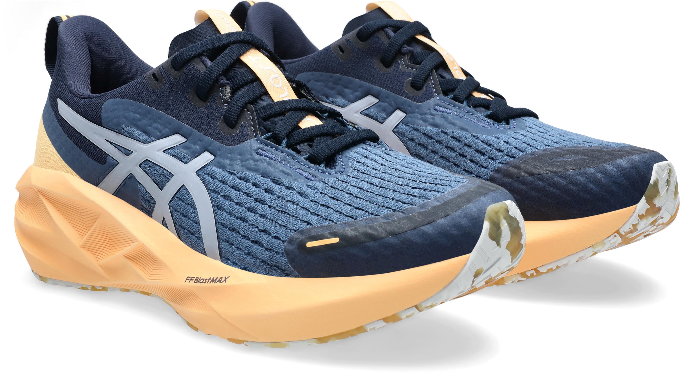 Laufschuh ASICS "NOVABLAST 5 LITE-SHOW", Damen, Gr. 40,5, lite, show, orange glow, Textil, Schuhe Laufschuh, mit reflektierenden Elementen