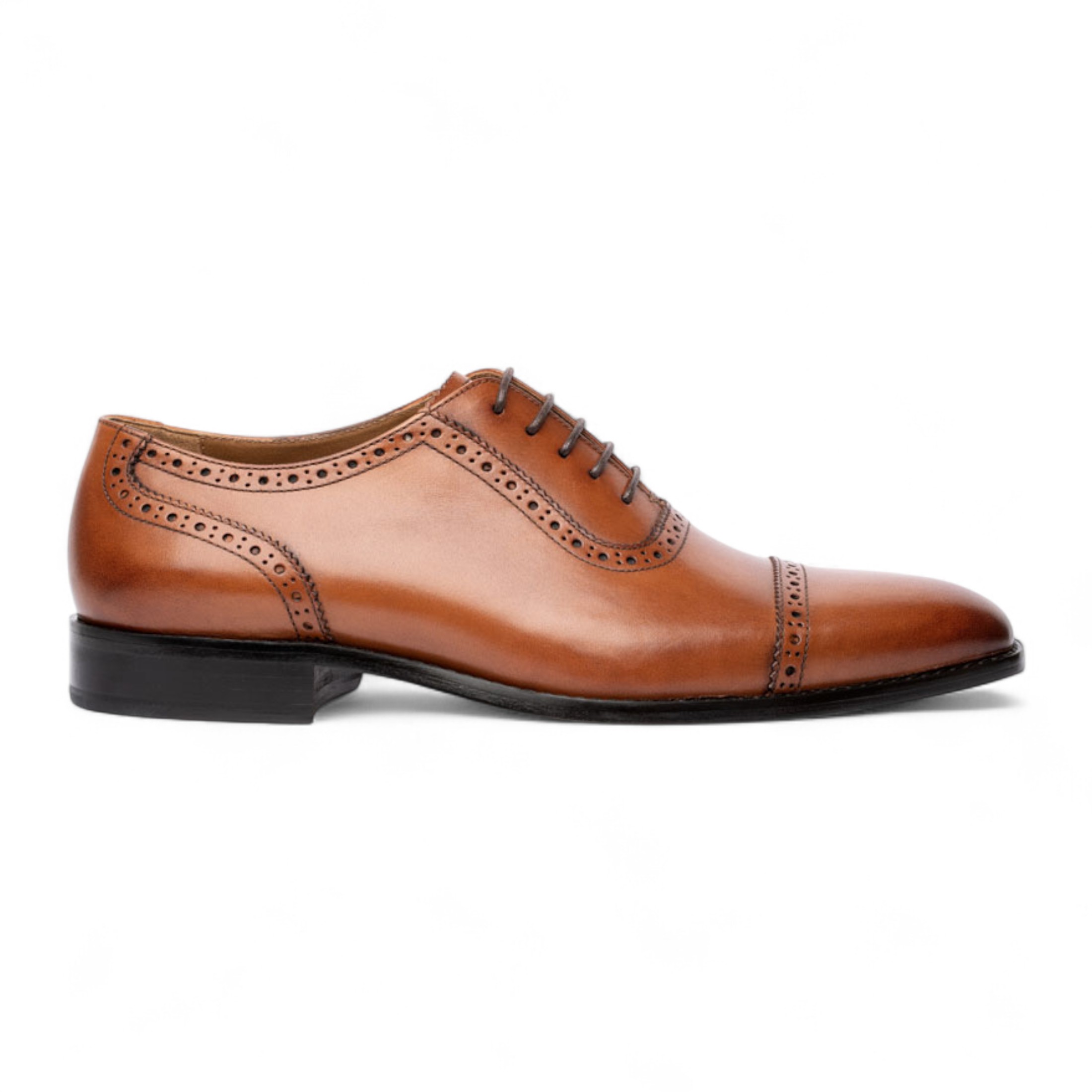 Chapman & Moore Herren-Oxford-Schuhe aus hellbraunem Leder mit halbbrogueartiger Kappe Image