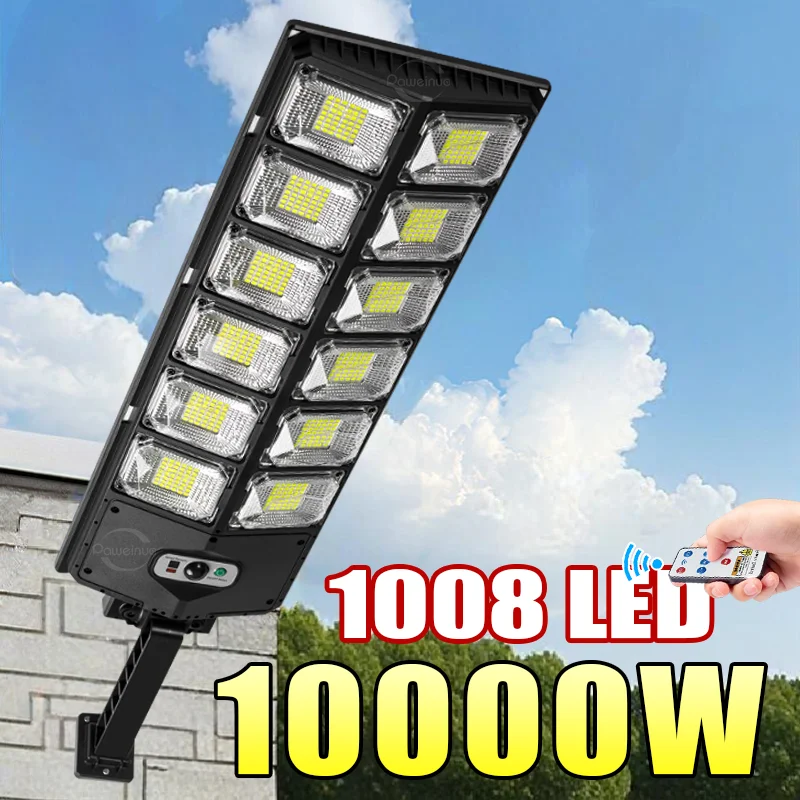 800000LM LED Lumière solaire la plus puissante Lampe Soalr super lumineuse 10000W capteur de mouvement de lumière de rue extérieure Lampe de jardin imperméable Lumière murale