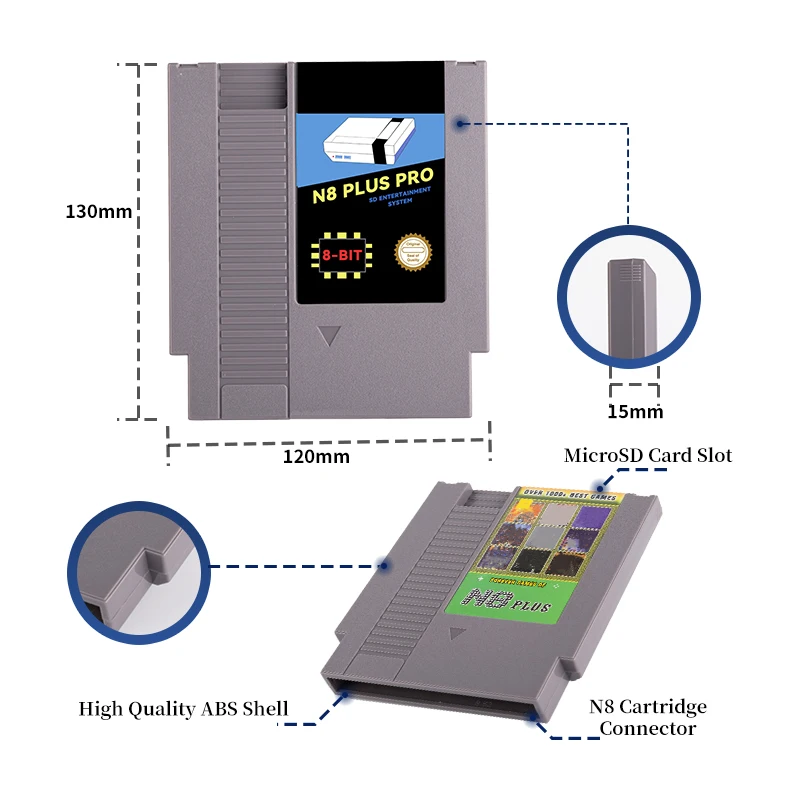 Dernière carte de jeu N8 Plus 1000 en 1, 8 go, TF, pour Console de jeu vidéo NES 8 bits, cartouche de jeu Remix