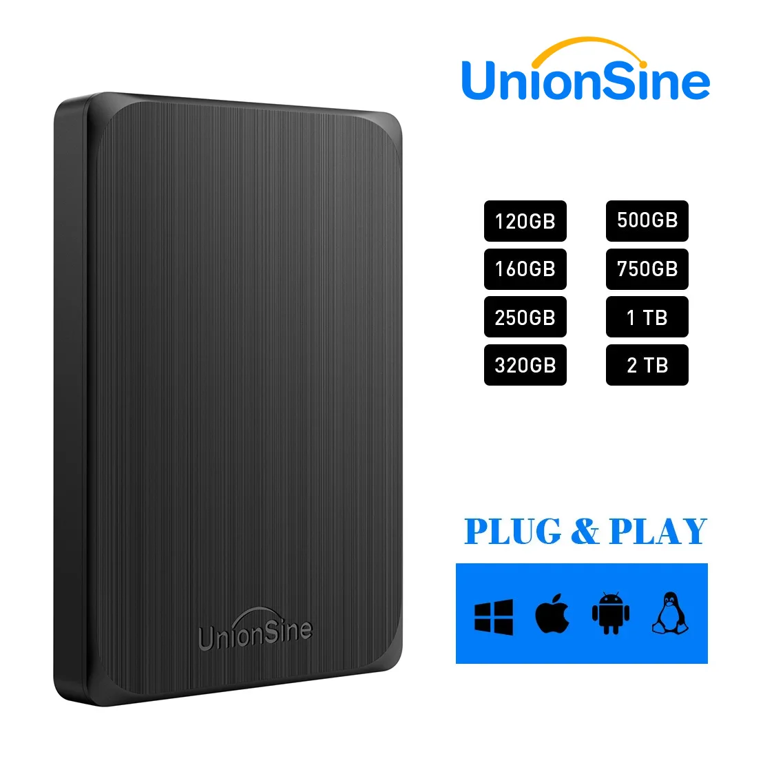 UnionSine HDD 2.5 "disque dur externe 1 to/2 to/750 go/500 go USB3.0 stockage données sauvegarde pour Windows PC, PS4, PS5, ordinateur portable, Mac, TV, Xbox