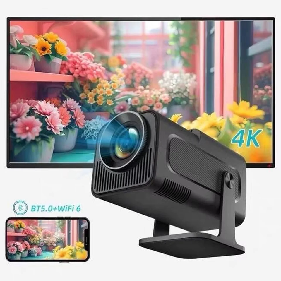 KaiAqua HY320 Verbesserter Android 11 390ANSI Heimprojektor HD 4K Native 1080P Dual Wifi6 BT5.0 Cinema Outdoor Tragbarer Projektor Image