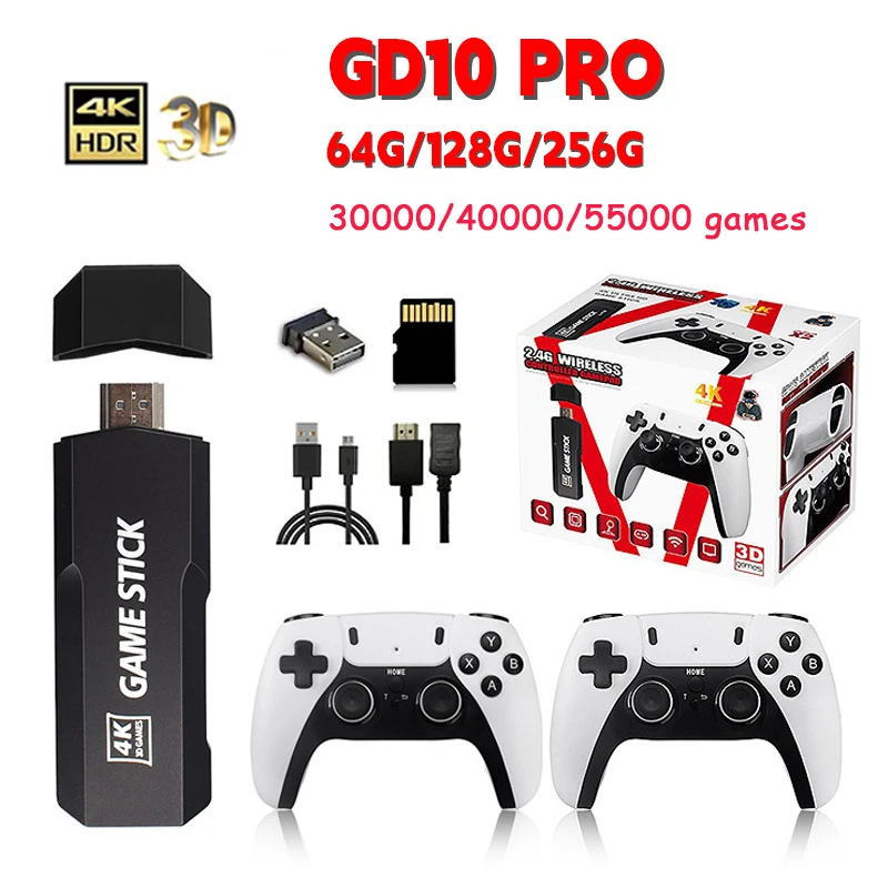 GD10 PRO Game Stick 30000/40000/50000 Games Retro Game Console HD Video Game Console Wireless Control For PS1 N64 Christmas Gift
