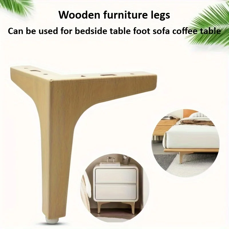 4 Stück Möbelbeine aus weißer Eiche – 15/17 cm große Holzmaserung, Regale, Nachttische, Sofamöbelbeine, Tischbeine Image