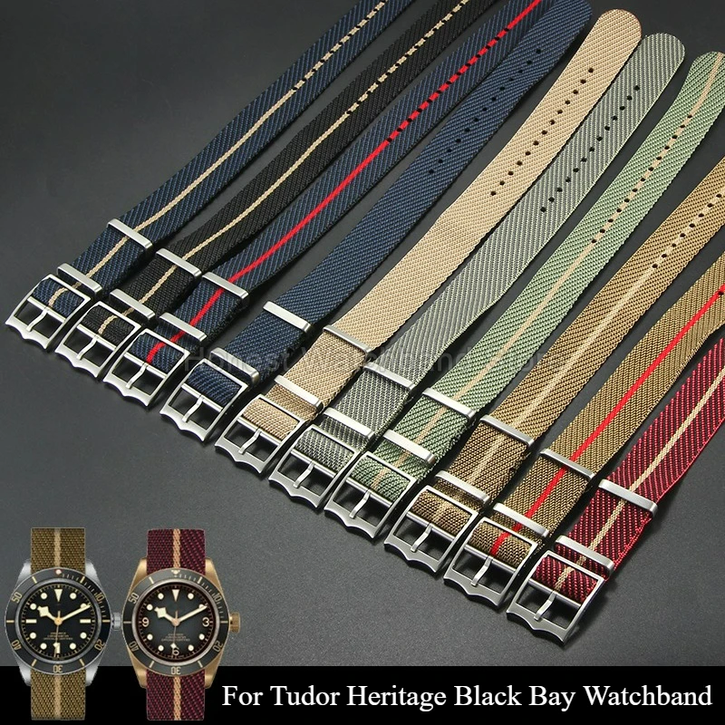 Exquisites Uhrenzubehör Schwarz Grün Rot Blau 22 20 mm für Tudor Heritage Black Bay Seiko Omega Zierliches Nylon-Uhrenarmband