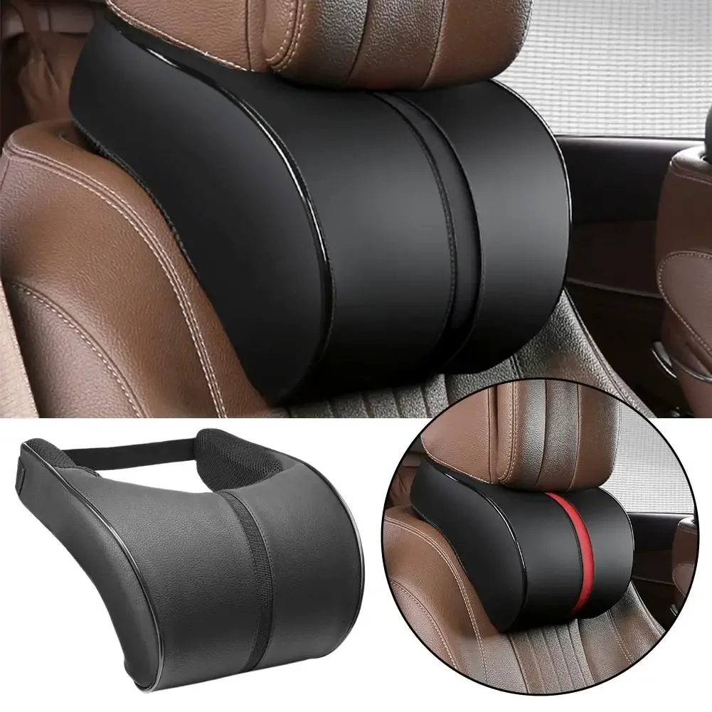 Einstellbare Atmungsaktive Auto Kopfstütze Memory Baumwolle Auto Kissen Leder Hals Kissen Auto Taille Pad Automotive Dekorative Produkte Image