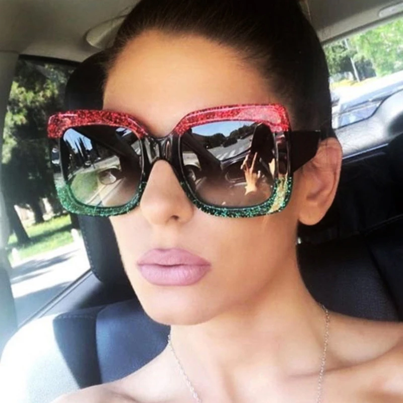 Übergroßen Quadratischen Sonnenbrille Frau Marke Designer Klar Linsen Sonnenbrille Weibliche Drei Farben Großen Rahmen Partei Eye Gläser Oculos Image