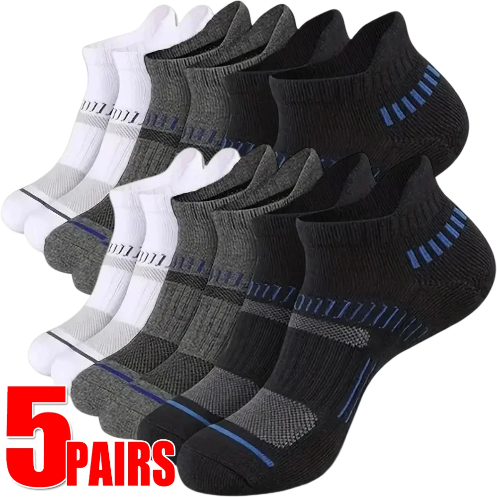 1–5 Paar atmungsaktive Mesh-Söckchen für Herren, schweißabsorbierend, bequem, niedrig geschnitten, Sport, rutschfest, lässig, kurze Socken für alle Jahreszeiten Image