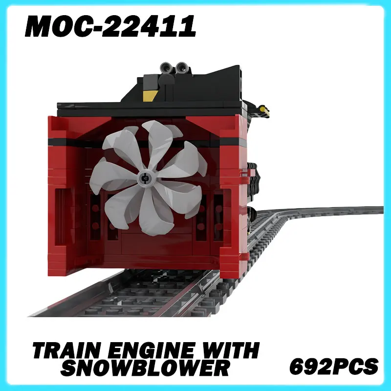 MOC-22411 Baustein Mini Zug Serie Zug Motor Mit Schneefräse Sammeln Bildung Modell Ziegel Jungen Puzzle Spielzeug Geschenk Image