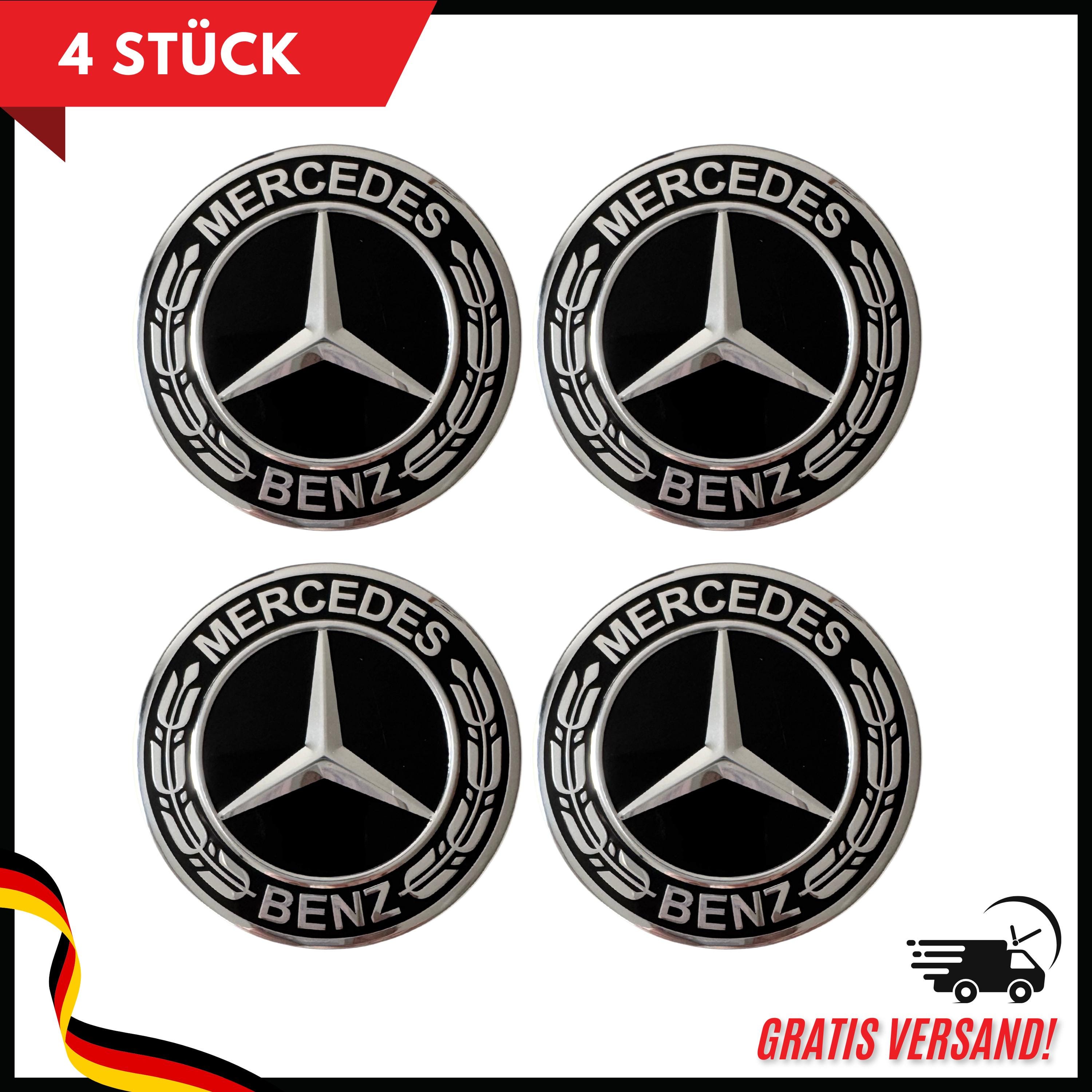 4x Coprimozzi 75 mm per Mercedes | Coprimozzi Coprimozzi Coprimozzi Coprimozzi Coprimozzi Coprimozzi Nero per Mercedes-Benz
