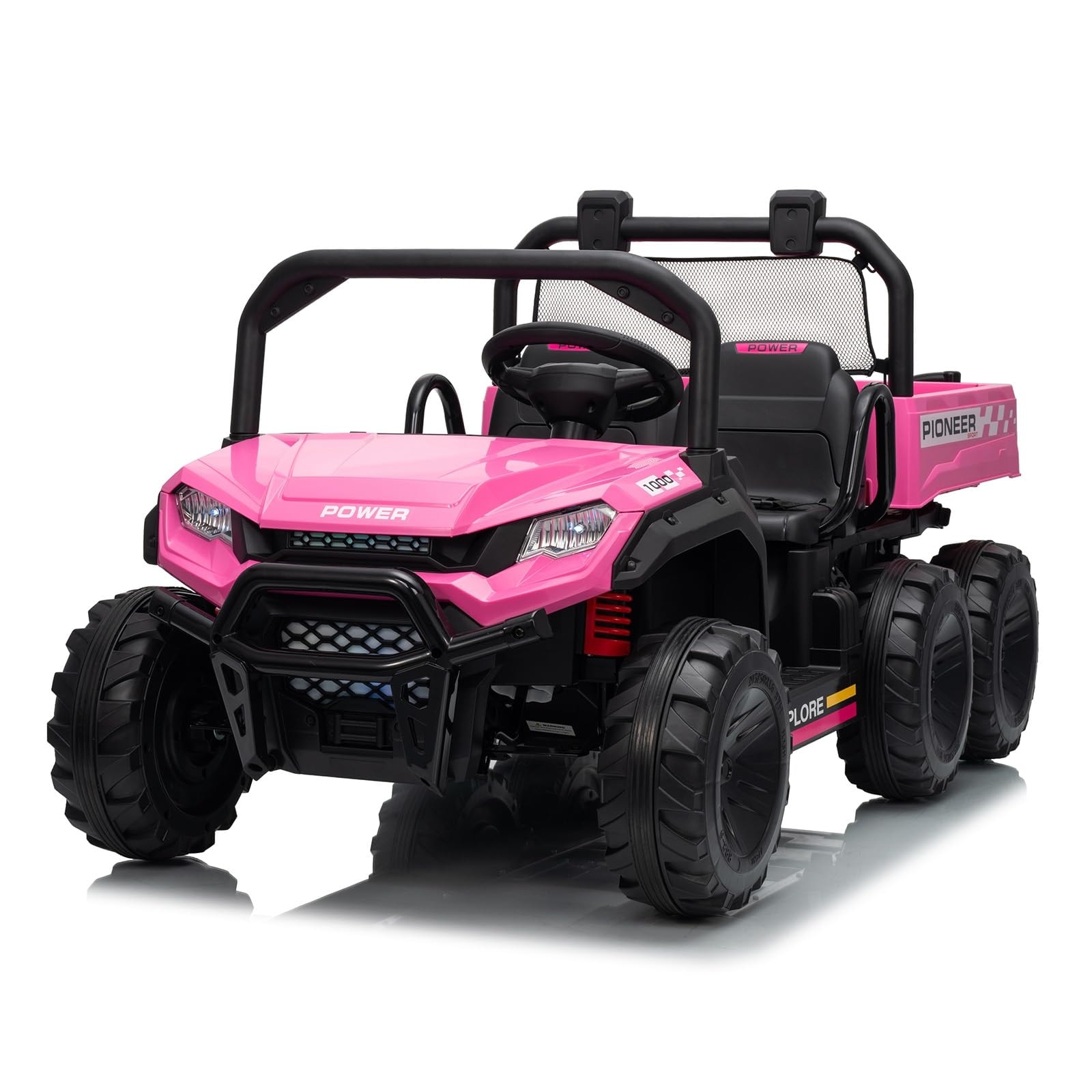 24V 4WD Ride on Dump Truck for Kids, 2 Seater Electric Off-Road Vehicle with Remote Control, 3 Speed