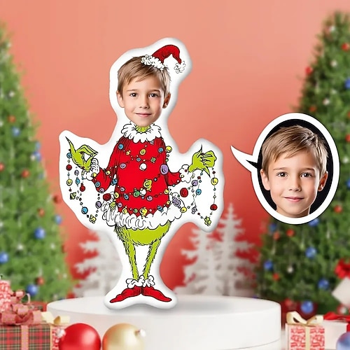 Personalisiertes Fotokissen für Weihnachten, kreatives DIY-Kissen in Humanoidform, lustiges Geburtstagsgeschenk für Freunde, einzigartiges Fotokissen, individuelle Fotogeschenke zu Weihnachten Image