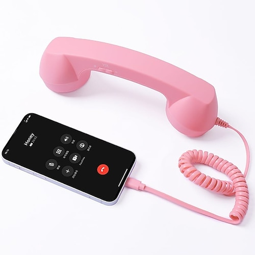Retro-Telefonhörer Typ C, kabelgebundener Hörer für Smartphones, klassisches Headset im Telefonstil mit Mikrofon und Rauschunterdrückung, Plug-and-Play-fähig für Büro und Zuhause Image
