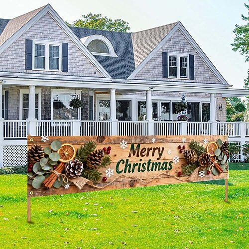 Weihnachtliches Außenbanner – fantasievolle Dekoration im Festtagsstil mit „Frohe Weihnachten