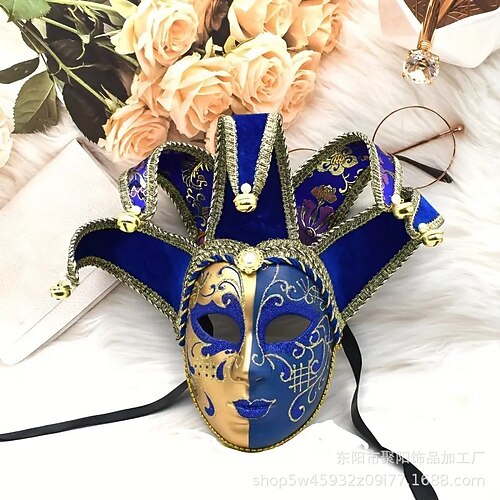 Karneval 2026 Karnevalsmaske Clown Venezianisch Narr Karneval Venezianische Maske Halloween Erwachsene Damen Karneval Karneval Einfaches Karnevalskostüm Verkleiden Image