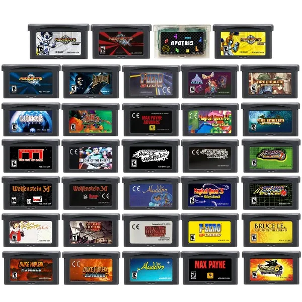 GBA Game Cartridge Metabee F-Zero Wolfenstein 3D Celeste Duke Max Payne Magical Quest for Video Game Console