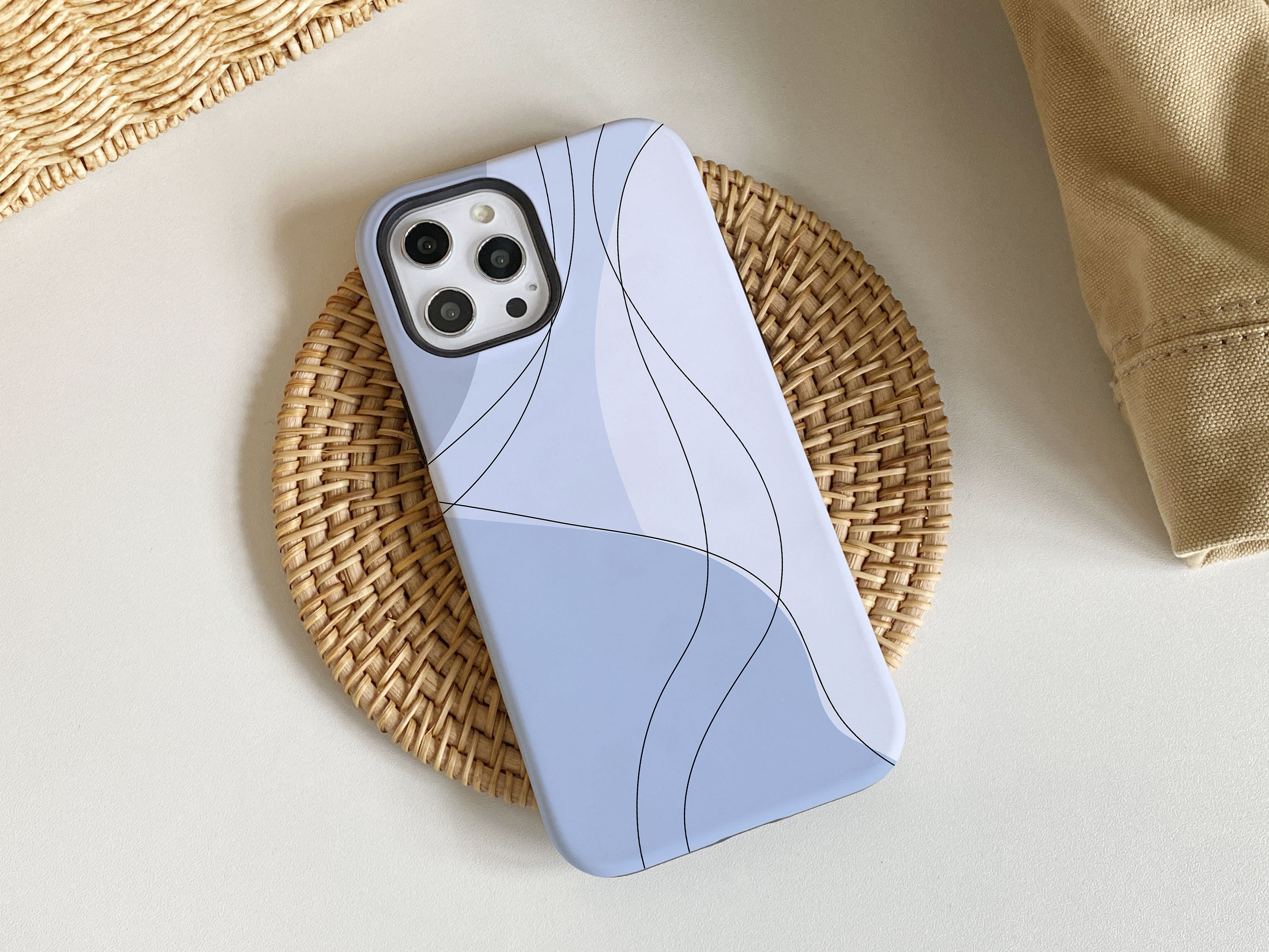Custodia per iPhone con linee ondulate blu tranquille, iPhone 15, 15 Pro, 15 Pro Max, iPhone 14 Pro Max, iPhone 17 16 14 13 12 Pro iPhone XR XS, cover