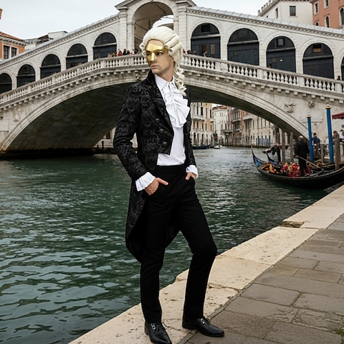 Set Outfits Mittelalterlich Mantel Bluse / Hemd Hose mit Zubehör langarm Prinz Edelmann Kostüm Herren Weihnachten Halloween Karneval Karneval Weihnachten Halloween Erwachsene Mantel Hemd Hose Image