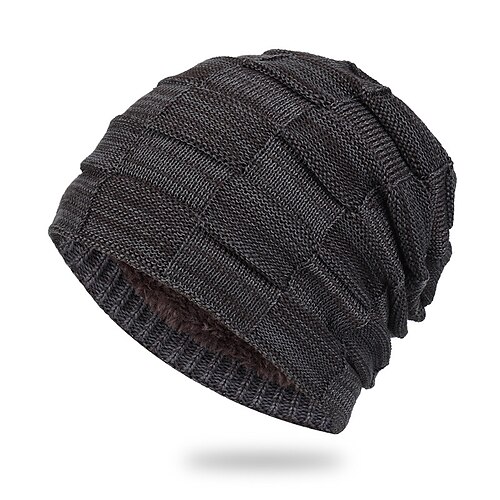 Herren Unisex Beanie Mütze Wintermützen Beanies Strickmütze Winter Beanie Schwarz Wein Polyester Gestrickt Atmungsaktiv Gemütlich Alltagskleidung Ausgehen Einfarbig Warm Image