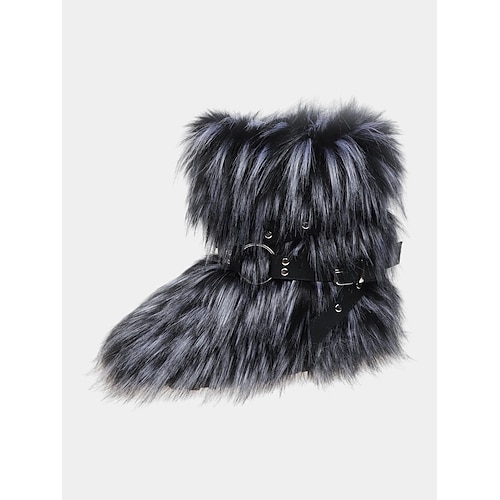 Damen-Winterstiefel aus Kunstpelz mit Gürteldetail – gemütlich Stilvolles, von den nordischen Wikingern inspiriertes Design, perfekt für Winterwunderland, Weihnachten und Outdoor-Abenteuer. Image